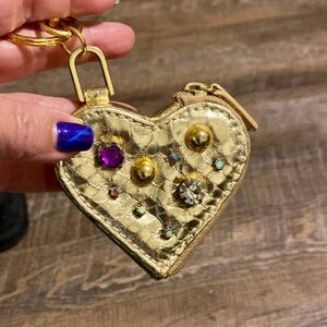Rafe New York Gold with Bling Small Coin Purse Keychain Bag Charm